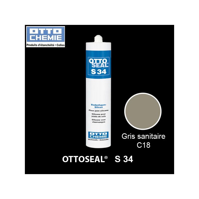 OTTOSEAL S34 mastic silicone spécial joints de sol gris sanitaire