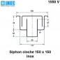 1550 V Siphon cloche inox 150 x 150