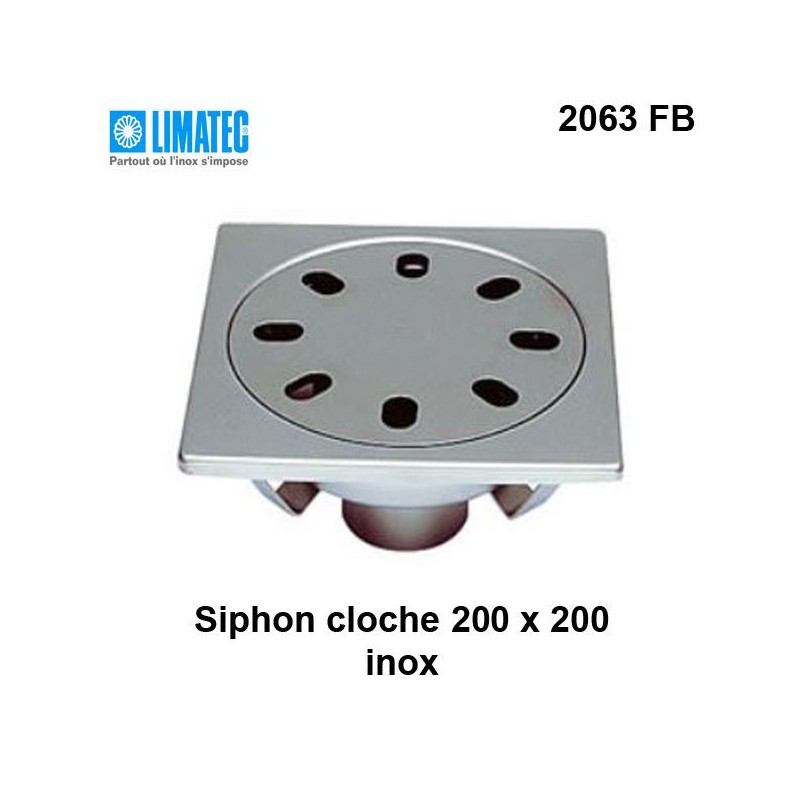 2063 FB Siphon cloche inox 200 x 200 surbaissé