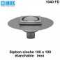 1040 FD Siphon cloche inox 100 x 100 avec platine d'étanchéité