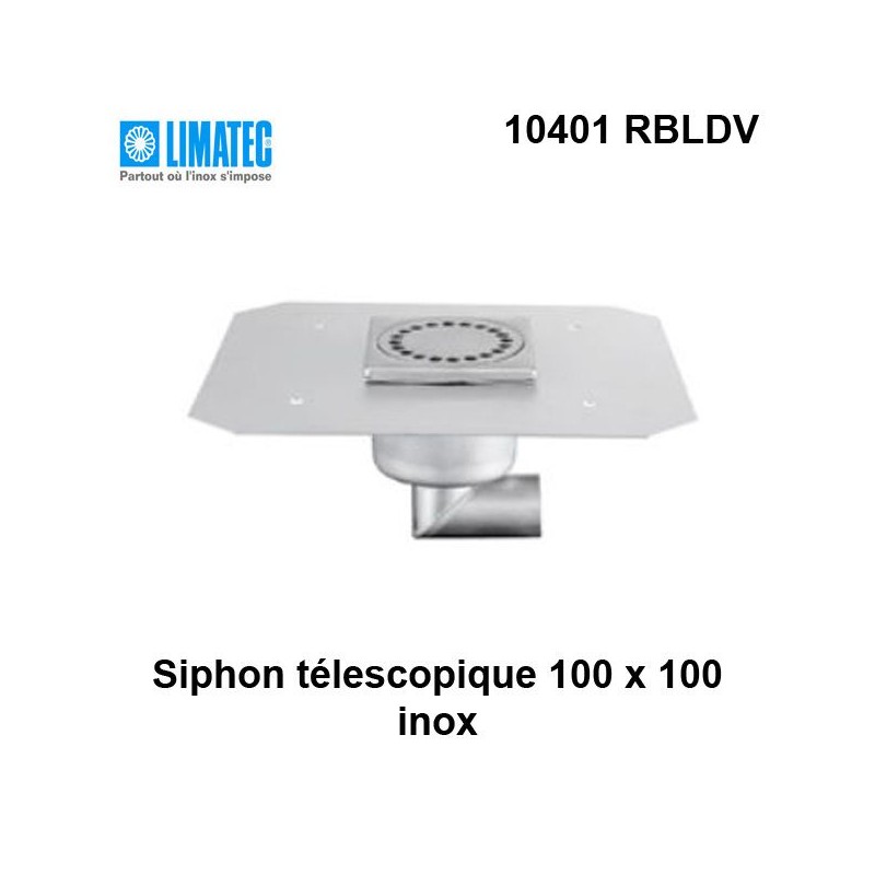 10401 RBLDV Siphon télescopique cloche inox 100 x 100 avec platine d'étanchéité