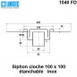 1040 FD Siphon cloche inox 100 x 100 avec platine d'étanchéité