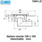 1040 LD Siphon cloche inox 100 x 100 avec platine d'étanchéité