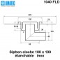 1040 FLD Siphon cloche inox 100 x 100 avec platine d'étanchéité