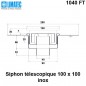 1040 FT Siphon télescopique cloche inox 100 x 100 avec platine d'étanchéité