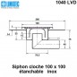 1040 LVD Siphon cloche inox 100 x 100 avec platine d'étanchéité