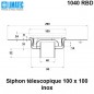 1040 RBD Siphon télescopique cloche inox 100 x 100 avec platine d'étanchéité