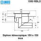 1550 RBLD Siphon télescopique cloche inox 150 x 150 avec platine d'étanchéité