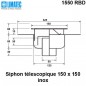 1550 RBD Siphon télescopique cloche inox 150 x 150 avec platine d'étanchéité