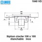 1040 VD Siphon cloche inox 100 x 100 avec platine d'étanchéité