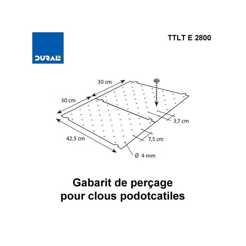 Gabarit de perçage pour pose clous podotactiles kit 2 pièces