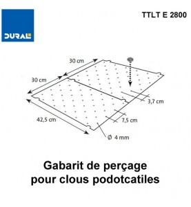 Gabarit de perçage pour pose clous podotactiles kit 2 pièces