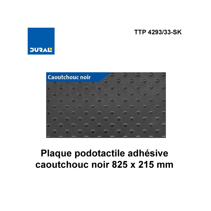 Plaque podotactile autocollante caoutchouc noir  825 x 415 mm