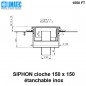 1550 FT Siphon télescopique cloche inox 150 x 150 avec platine d'étanchéité
