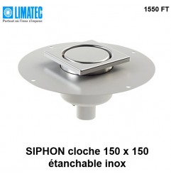 1550 FT Siphon télescopique cloche inox 150 x 150 avec platine d'étanchéité