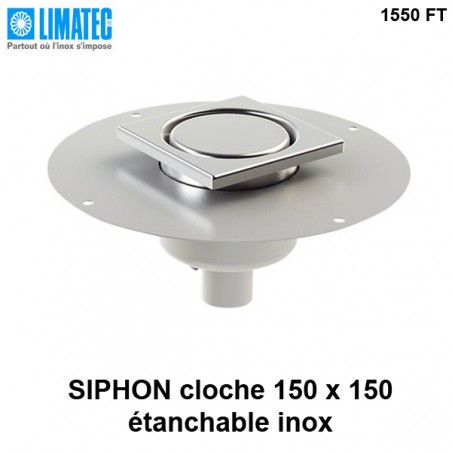1550 FT Siphon télescopique cloche inox 150 x 150 avec platine d'étanchéité