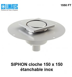 1550 FT Siphon télescopique cloche inox 150 x 150 avec platine d'étanchéité