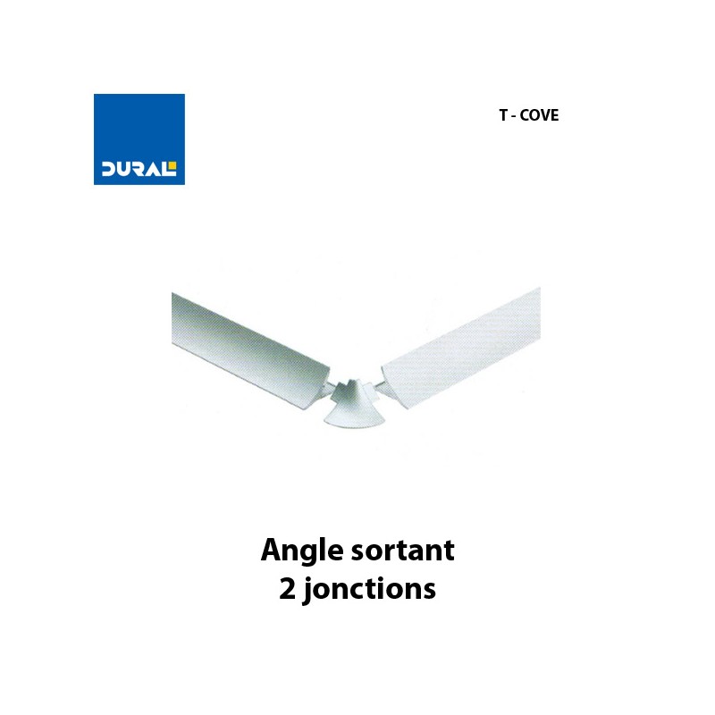 Angle sortant T-COVE 16 mm 2 jonctions aluminium argent brillant  Sachet 2 pièces