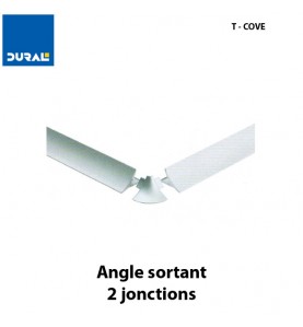 Angle sortant T-COVE 16 mm 2 jonctions aluminium argent brillant  Sachet 2 pièces