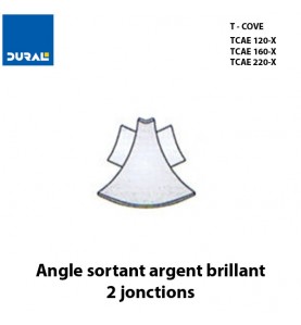 Angle sortant T-COVE 16 mm 2 jonctions aluminium argent brillant  Sachet 2 pièces