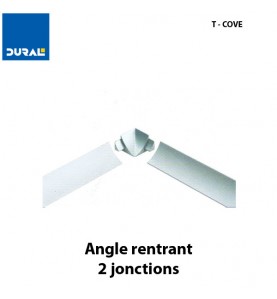 Angle rentrant T-COVE 16 mm 2 jonctions aluminium argent brillant  Sachet 2 pièces