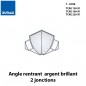 Angle rentrant T-COVE 22 mm 2 jonctions aluminium argent brillant  Sachet 2 pièces
