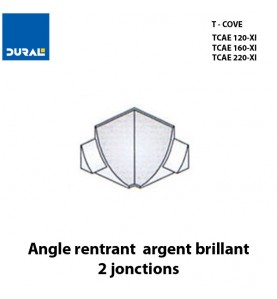 Angle rentrant T-COVE 22 mm 2 jonctions aluminium argent brillant  Sachet 2 pièces