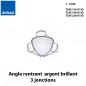 Angle rentrant T-COVE 16 mm 3 jonctions aluminium argent brillant  Sachet 2 pièces