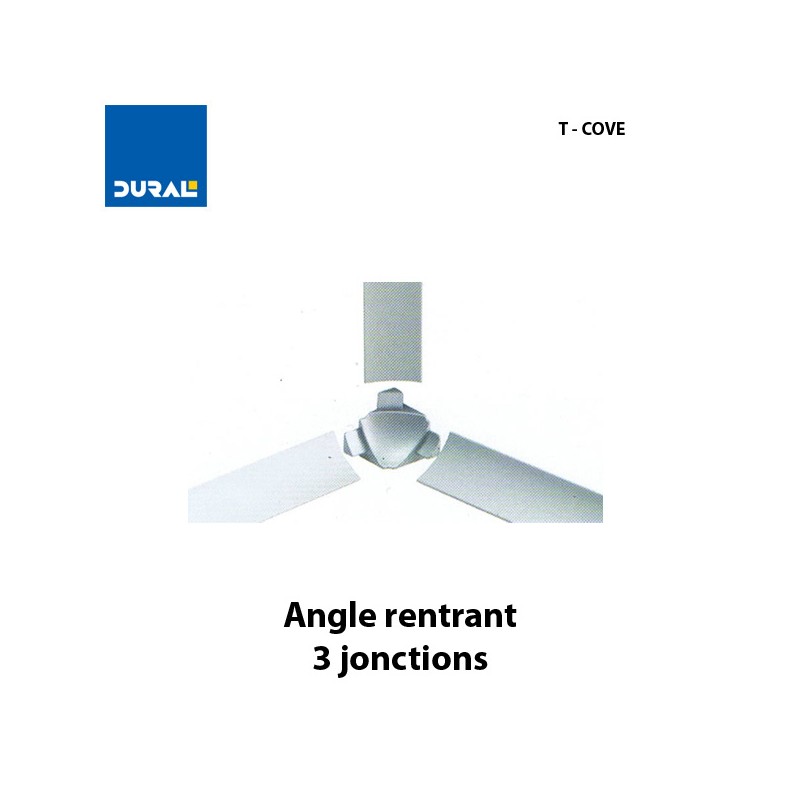 Angle rentrant T-COVE 22 mm 3 jonctions aluminium argent brillant  Sachet 2 pièces