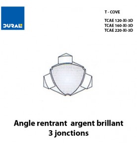 Angle rentrant T-COVE 22 mm 3 jonctions aluminium argent brillant  Sachet 2 pièces