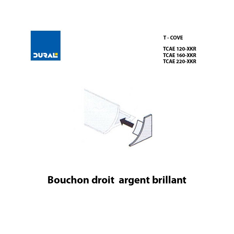 Bouchon droit T-COVE 16 mm aluminium argent brillant  Sachet 2 pièces
