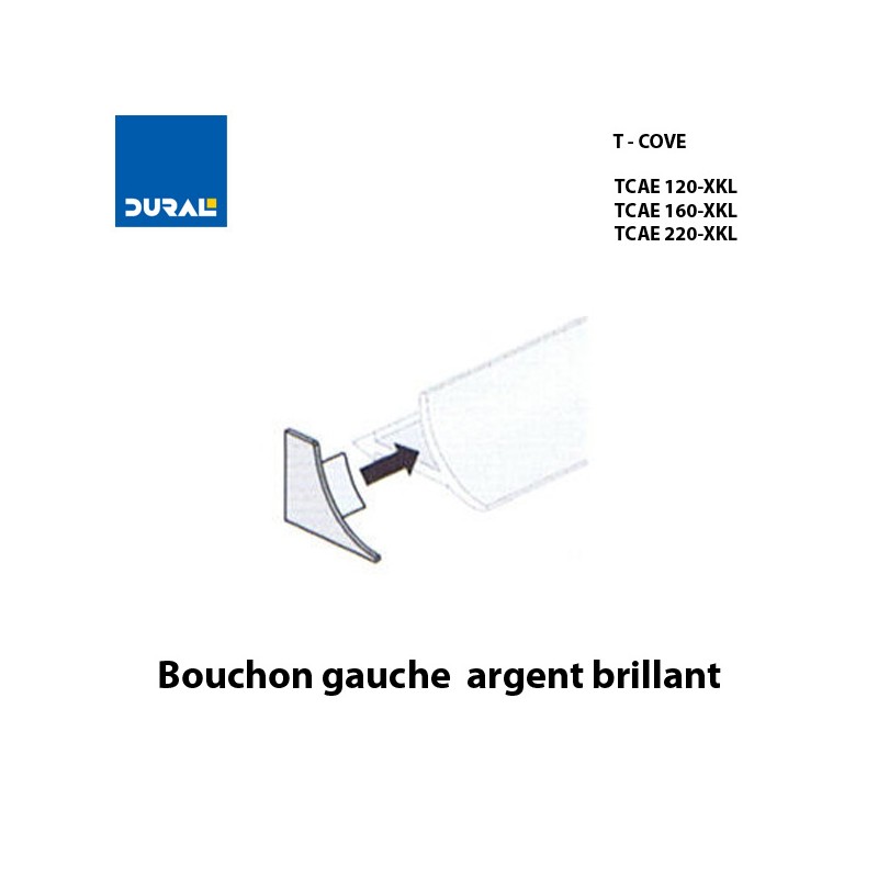 Bouchon gauche T-COVE 22 mm aluminium argent brillant  Sachet 2 pièces