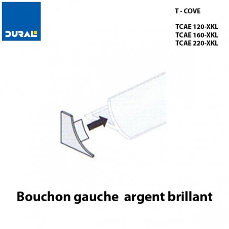 Bouchon gauche T-COVE 16 mm aluminium argent brillant  Sachet 2 pièces