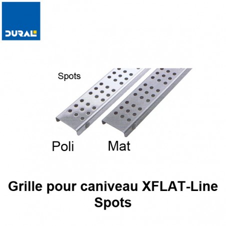 Grille "Spots" inox 304 poli pour caniveau XFLAT-LINE 55 cm