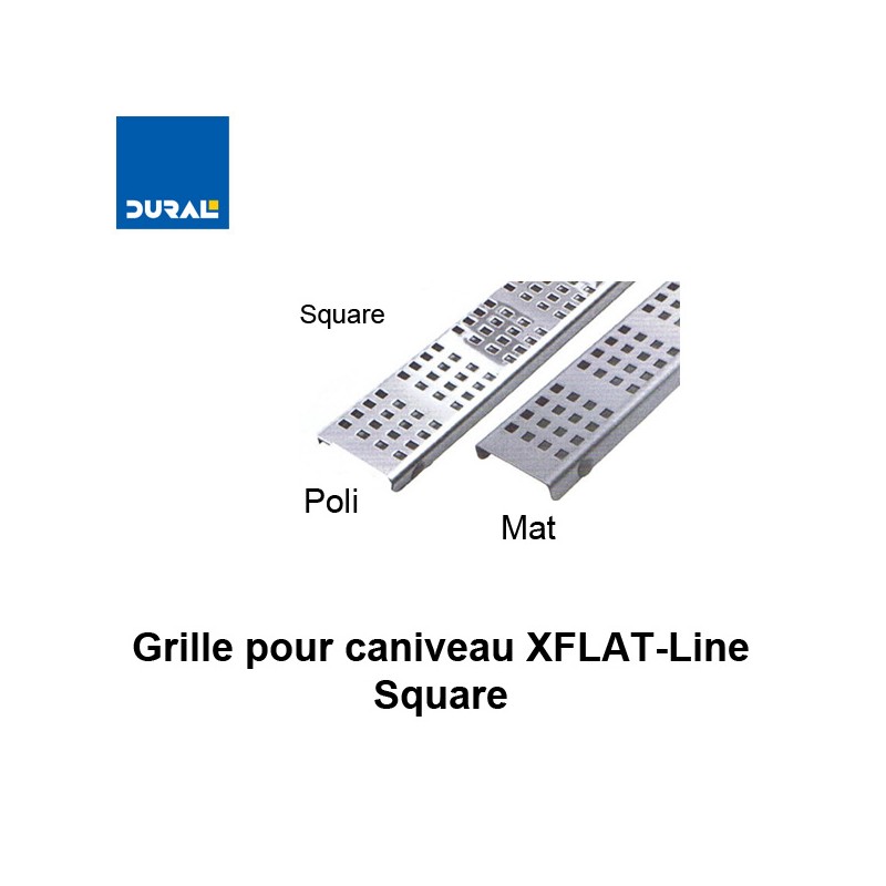 Grille "Square" inox 304 poli pour caniveau XFLAT-LINE 55 cm Grille "Square" inox 304 poli pour caniveau XFLAT-LINE 55 cm
