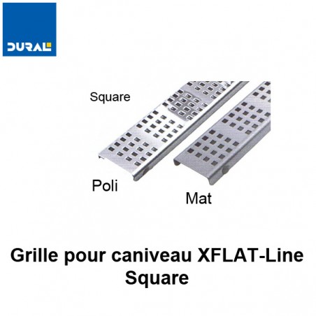 Grille "Square" inox 304 poli pour caniveau XFLAT-LINE 55 cm