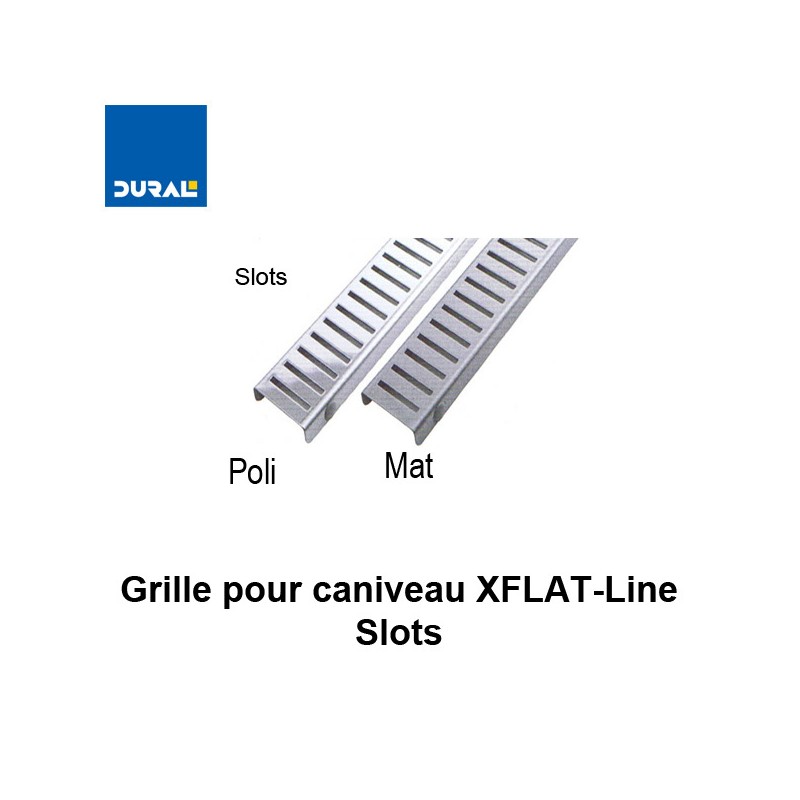Grille "Slots" inox 304 poli pour caniveau XFLAT-LINE 75 cm