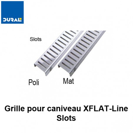 Grille "Slots" inox 304 poli pour caniveau XFLAT-LINE 75 cm