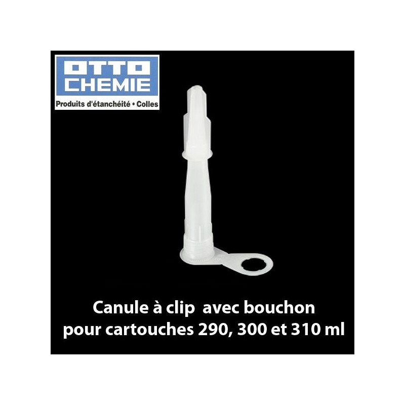 Canule à clip avec bouchon pour cartouches 290, 300 et 310 ml
